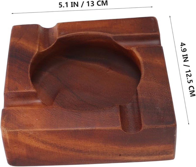 Solid Walnut Wood Retro Ash Tray Holder Resistant to Drops for Home Office Hotel - Image 3