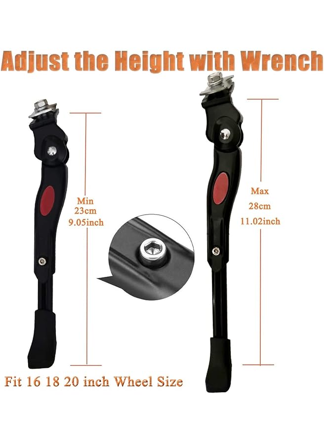SYOSI Kickstand For Kids Bike Bicycle Kickstands Center Mount For 16 18 20 22 24 Inch Bicycles Adjustable Aluminum Alloy Kickstands For 16 18 20Inch 18 20 22Inch 22 24 26Inch Mountain Bike - Image 2