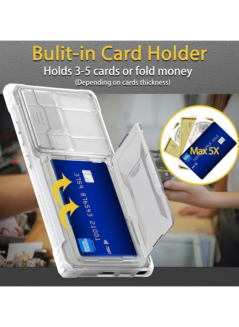 عام جراب متوافق مع Samsung Galaxy S24 Ultra يحتوي على حامل بطاقات، غطاء كاميرا قابل للإزالة ووقوف، حافظة من السيليكون TPU المقاومة للصدمات على مستوى الجيش، وجراب بظهر صلب يحتوي على حامل بطاقات. - Image 3