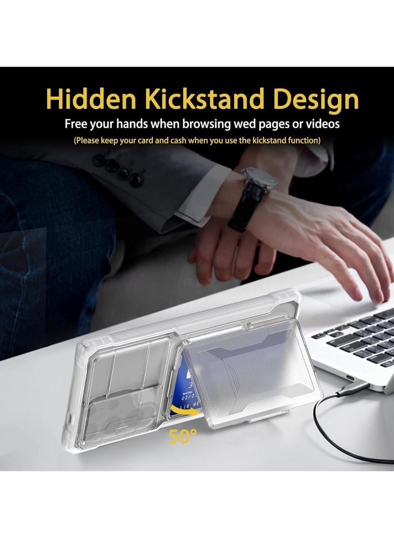 عام جراب متوافق مع Samsung Galaxy S24 Ultra يحتوي على حامل بطاقات، غطاء كاميرا قابل للإزالة ووقوف، حافظة من السيليكون TPU المقاومة للصدمات على مستوى الجيش، وجراب بظهر صلب يحتوي على حامل بطاقات. - Image 4