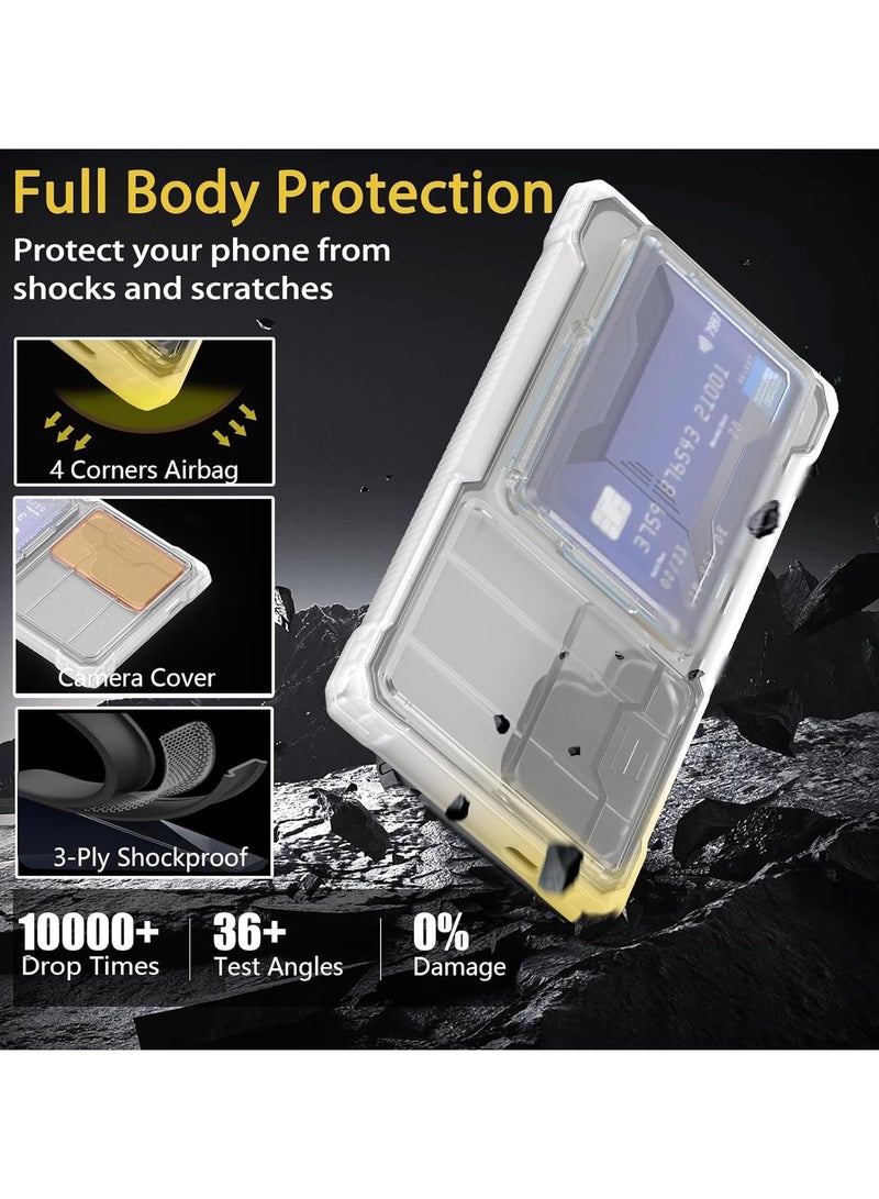 عام جراب متوافق مع Samsung Galaxy S24 Ultra يحتوي على حامل بطاقات، غطاء كاميرا قابل للإزالة ووقوف، حافظة من السيليكون TPU المقاومة للصدمات على مستوى الجيش، وجراب بظهر صلب يحتوي على حامل بطاقات. - Image 2