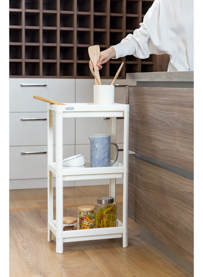 inochi Tokyo 3-Tier Multi-Purpose Storage Shelf, Size 37 X 23 X 70 CM, Grey - Image 2