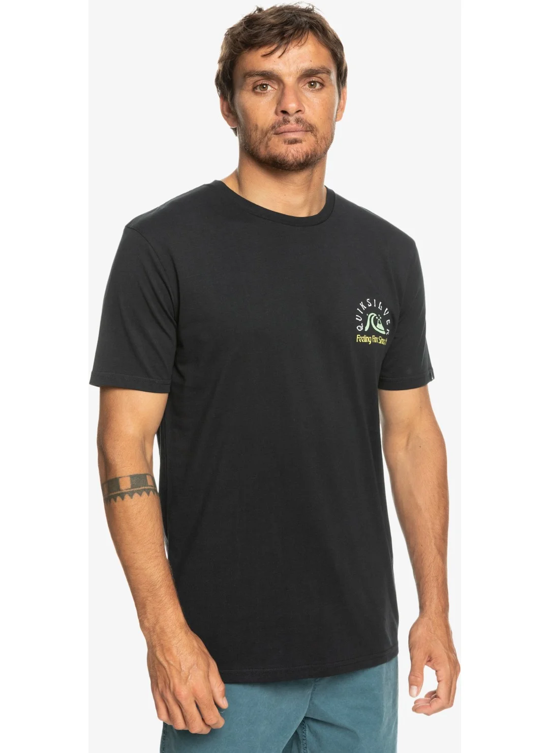 QUIKSILVER Original Barrel Men's Black Crew Neck T-Shirt