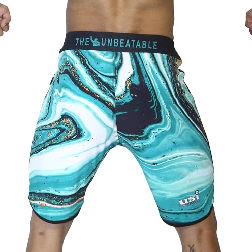 USI UNIVERSAL Shorts for Men, 411PM Marble Physique Board Shorts, Fitness Shorts, Polyester Elastane Construction, Hook Loop Fly (Small, Green) - Image 4