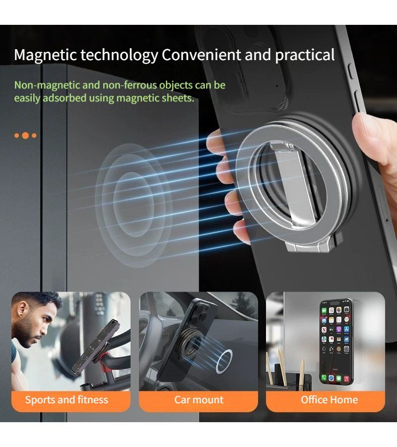 Black Foldable Double Sided Magnetic Phone Holder with 2 Magnets - Image 5