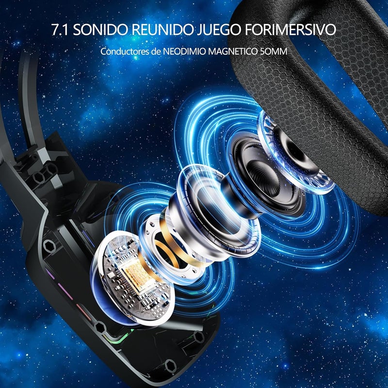 OMIRE Wired Gaming Headset,لعبة سماعات,Gaming Headphones Noise Cancelling Mic,50MM Drivers,3.5mm Audio Cable,Memory Foam Earmuff Cushion,USB-RGB Cable,Compatible with PC,Xbox,PS5,Switch,Phone-Black - Image 2