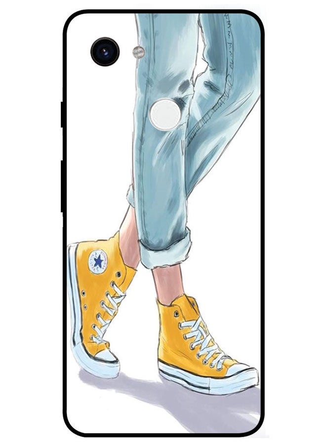 EYE CATCH - Protective Case Cover For Google Pixel 3A XL Smart Series Printed Protective Case Cover for Google Pixel 3A XL Girl Wearing Yellow Shoe - Image 1