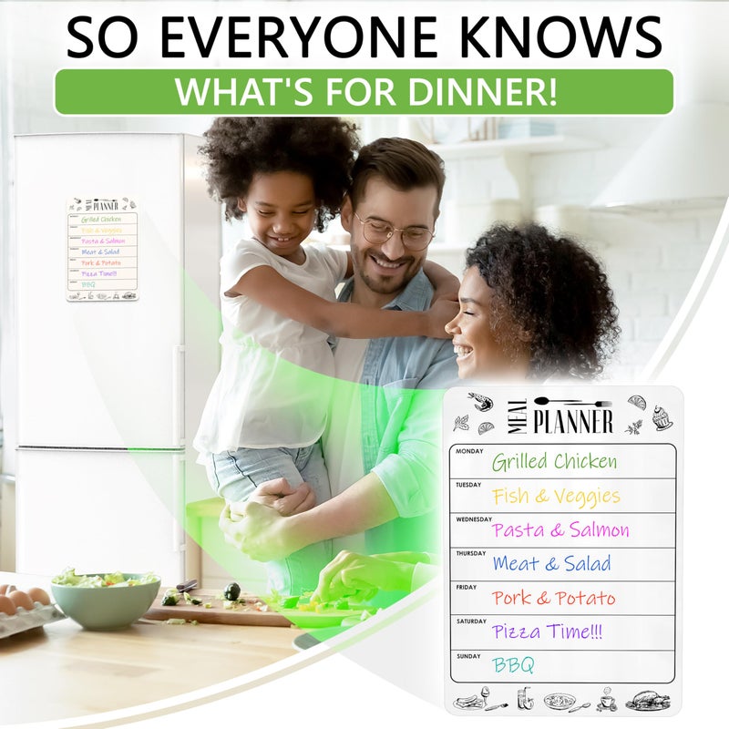 JUZARI Dry Erase Magnetic Meal Planner for Refrigerator A4 (8.5x12 inch) - Magnet Weekly Menu Board for Fridge - Magnetic Menu White Board - Fridge Meal Planner Magnet - Dinner Meal Planner Dry Erase Board - Image 5