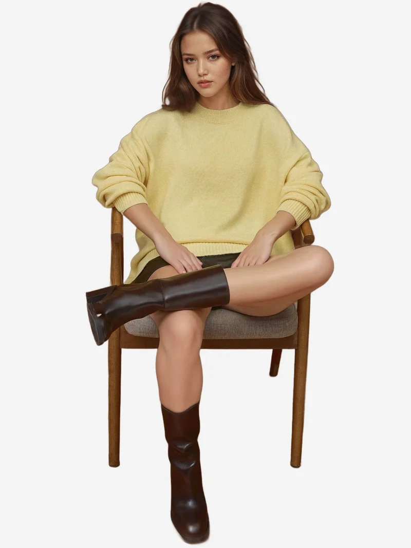HICCUP Cozy Crew Neck Knit Sweater
