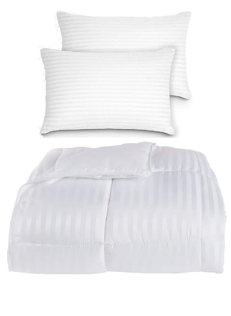 Blueberry Stripe Duvet King Fillers Microfiber White Best Quality 240x260cm With 2 Pieces Pillow  - Image 1