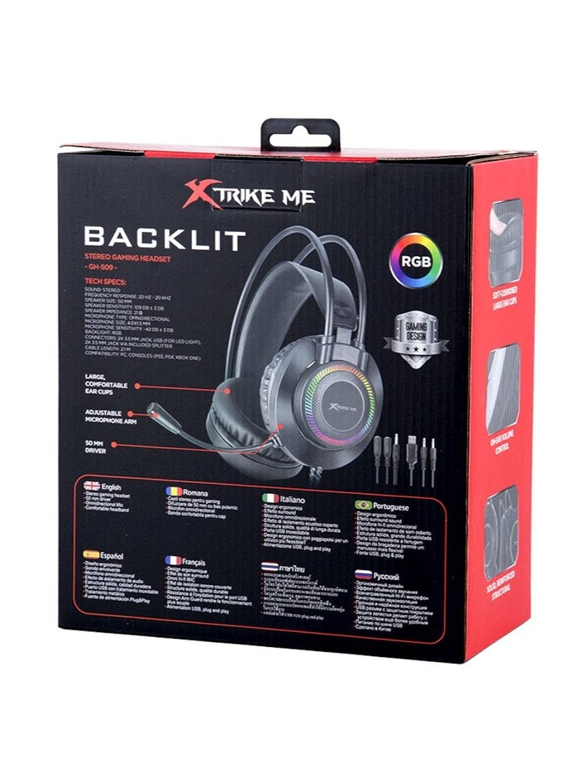 XTRIKE ME - Gaming Headset GH-509 Wired Stereo Gaming Headset Black-Wired Gaming Headphone with Crystal Clear Microphone for PS5 PS4 PC and Switch - Image 1