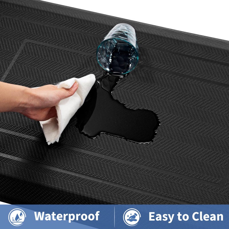 UKISS 9/10"" Extra Thick Cushioned Anti Fatigue Kitchen Mat, Waterproof High Density Foam Standing Desk Mat, Non-Slip Ergonomic Comfort Mat for Kitchen, Office,Workstation Black (Black, 20" X 48") - Image 5