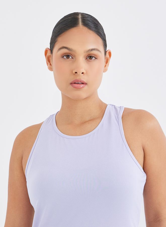 Styli Textured Racerback Tank with Sports Bra and Contrast Stitch Detail Leggings Set - Image 4