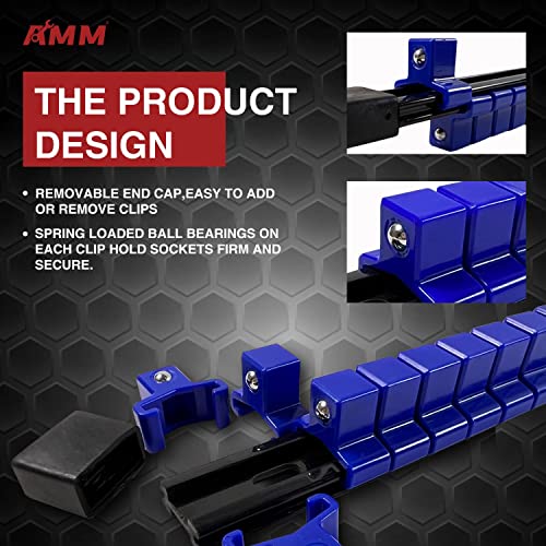 AMM 9-Piece Socket Organizer, 1/2 inch, 3/8 inch and 1/4 inch Drive ABS Tools-Socket Holder,Heavy Duty Socket Racks, Premium Quality Socket Clip Rail Holder,The best tool trays in the garage - Image 3
