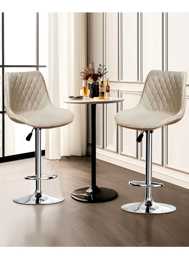 Living Adjustable Barstools Swivel Counter Stool Leather Bar Chair  - Image 3