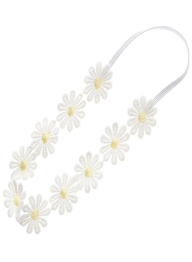 Love Sweety Women Girls Lace Daisy Flower Headband Soft Hair Bands Floral Crown Wreath Flower Headpiece (Yellow) - Image 1
