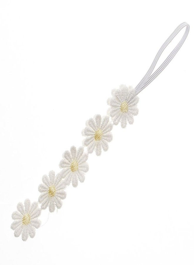 Love Sweety Women Girls Lace Daisy Flower Headband Soft Hair Bands Floral Crown Wreath Flower Headpiece (Yellow) - Image 2