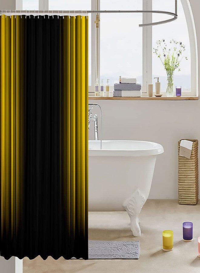 Feelyou Geometric Abstract Ombre Fabric Shower Curtain Men Adults Teens Yellow And Black Striped Shower Curtain Kids Boys Girls Simple Modern Bathroom Waterproof Accessories with 12 Hooks,72x72 Inches - Image 3