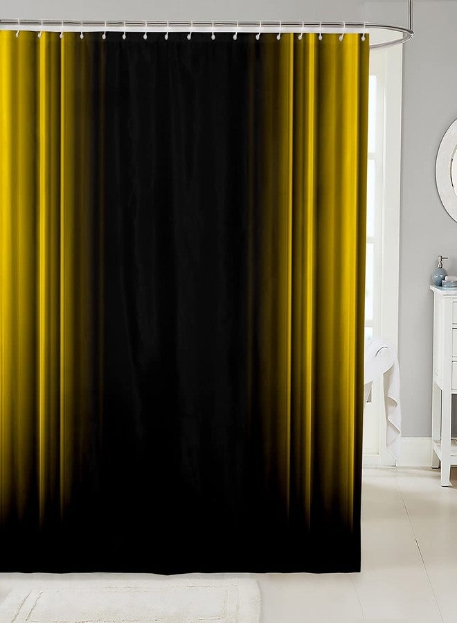 Feelyou Geometric Abstract Ombre Fabric Shower Curtain Men Adults Teens Yellow And Black Striped Shower Curtain Kids Boys Girls Simple Modern Bathroom Waterproof Accessories with 12 Hooks,72x72 Inches - Image 1