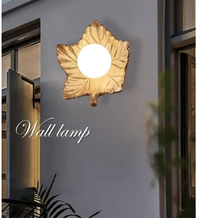 8.2 Inches Creative Maple Leaf Wall Lamp, G9 Frosted OrbTextured Resin Finish Wall Sconce, Hardwired Indoor Decorative Fixture, for Living Room, Bedroom, Hallway, Foyer(White) - Image 3
