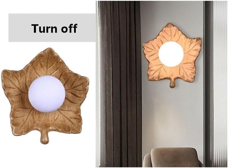 8.2 Inches Creative Maple Leaf Wall Lamp, G9 Frosted OrbTextured Resin Finish Wall Sconce, Hardwired Indoor Decorative Fixture, for Living Room, Bedroom, Hallway, Foyer(White) - Image 4