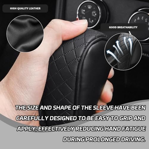 HHZL Car Shift Handle Transmission Knob Cover Accessories, Eco-Leather Car Shift Cover, Center Console Magic Tape Gear Lever Protector Universal for Most Cars(Black) - Image 5