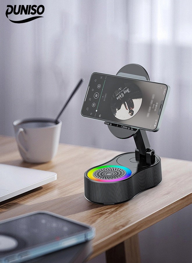 DUNISO 3-In-1 Bluetooth Speaker & Phone Stand &power bank，Wireless Induction Bluetooth Speaker，HD Surround Sound,Anti-Slip，Foldable，for Home, Office, Outdoor  - Image 1