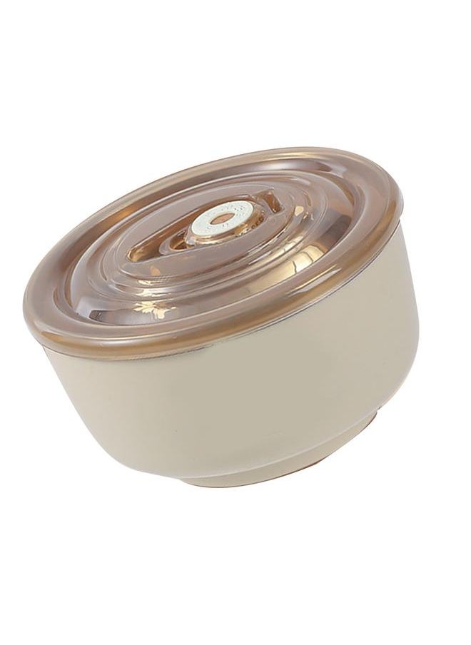 Thoraya - Household Anti Drop 304 Stainless Steel Kids Bowl Thickened Double Layer Insulated Food Storage Container Rice Apricot Color with Transparent Cover - Image 1