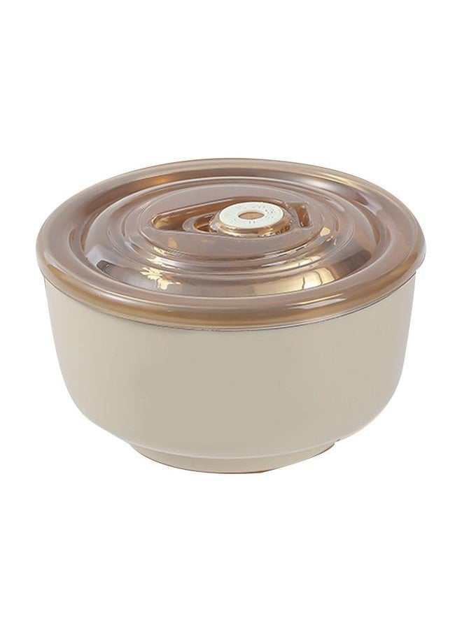 Thoraya - Household Anti Drop 304 Stainless Steel Kids Bowl Thickened Double Layer Insulated Food Storage Container Rice Apricot Color with Transparent Cover - Image 1