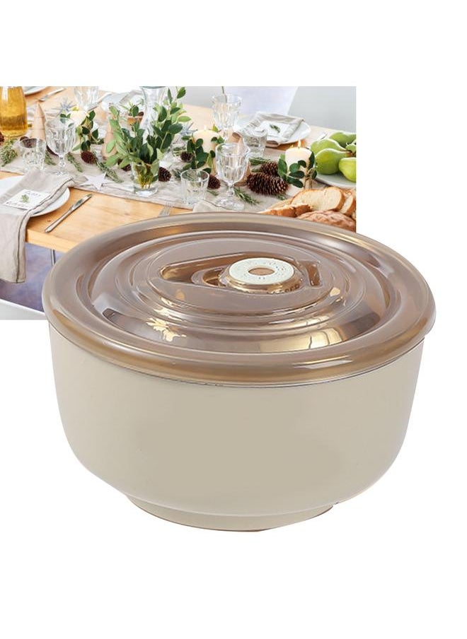Thoraya - Household Anti Drop 304 Stainless Steel Kids Bowl Thickened Double Layer Insulated Food Storage Container Rice Apricot Color with Transparent Cover - Image 1