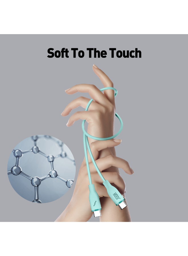 جودا كابل سليب سي - 60W سيليكون 1 متر - أخضر ، متين وأنيق، مثالي للاستخدام اليومي، يُستخدم لشحن الهواتف الذكية، اللابتوبات، والأجهزة اللوحية بسرعة عالية ⚡. مع تصميم عملي وأنيق، يمكن لهذا الكابل أن يتحمل ما يصل إلى 30,000 طية دون تلف 🔄. - Image 2