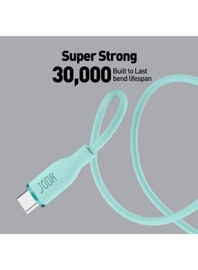 جودا كابل سليب سي - 60W سيليكون 1 متر - أخضر ، متين وأنيق، مثالي للاستخدام اليومي، يُستخدم لشحن الهواتف الذكية، اللابتوبات، والأجهزة اللوحية بسرعة عالية ⚡. مع تصميم عملي وأنيق، يمكن لهذا الكابل أن يتحمل ما يصل إلى 30,000 طية دون تلف 🔄. - Image 4