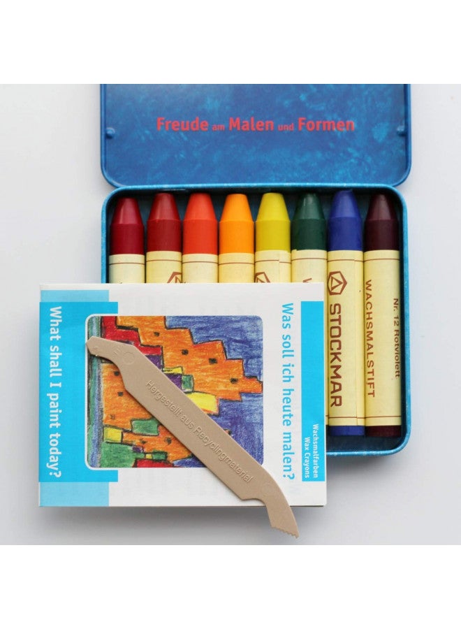 Stockmar Beeswax Stick Crayons in Storage Tin, Set of 8 Colors, Waldorf Assortment - Image 3
