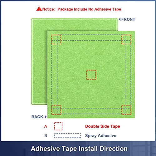 DEKIRU New Acoustic Panels, 12 Pieces 12 X 12 X 0.4 Inches Sound Proofing Studio Foam Padding High Density Bevled Edge Tiles Soundproofing Panels, Great for Wall Decoration (Green) - Image 4