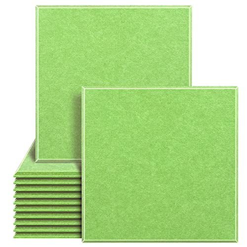 DEKIRU New Acoustic Panels, 12 Pieces 12 X 12 X 0.4 Inches Sound Proofing Studio Foam Padding High Density Bevled Edge Tiles Soundproofing Panels, Great for Wall Decoration (Green) - Image 1