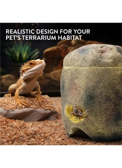 Navaris Navaris Reptile Cricket Feeding Rock - Realistic Polyresin Terrarium Stone Feeder for Reptiles with Hole for Crickets to Come Out - with Magnetic Lid and Window  - Image 2