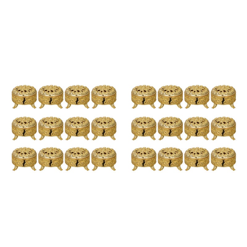 🍽️ صناديق تخزين حلوى مزخرفة قديمة لحفلات الزفاف أو المناسبات لون ذهبي - Image 1