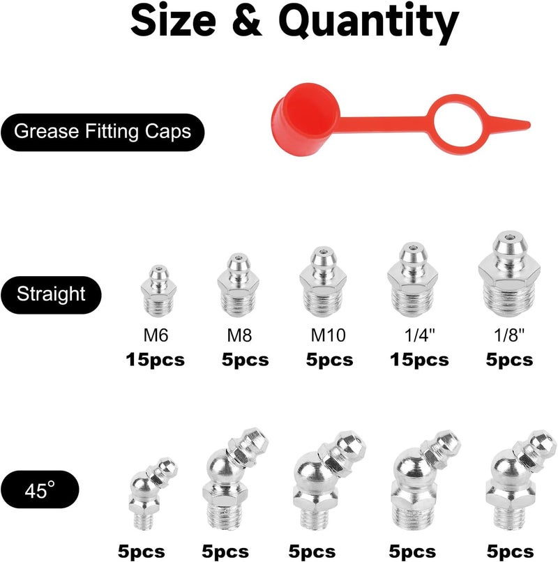 MXTIMWAN Metric Grease Assortment Kit for Grease Gun Pack of 100 - Image 2