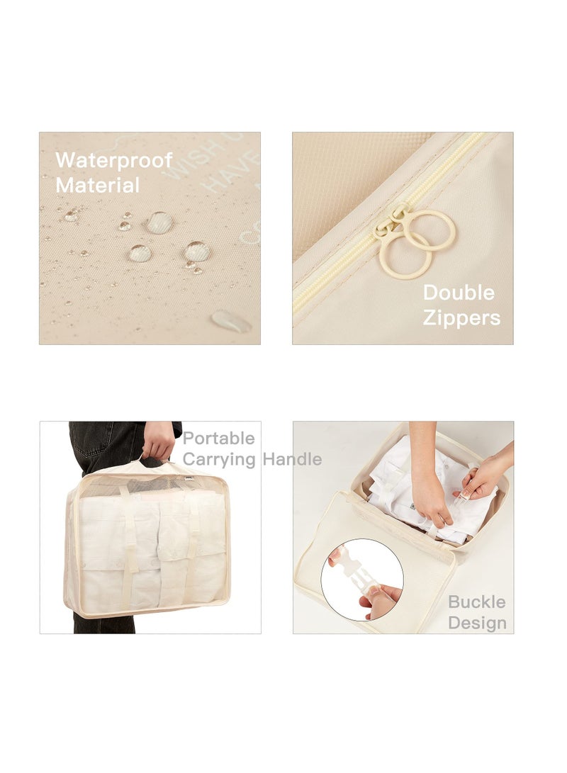 SOLARAE Packing Cubes for Travel, Luggage Organizers with Toiletry Bag Shoes Bag Made with Wearable Waterproof Fabric for Travel Accessories Set of 8(Beige) - Image 2