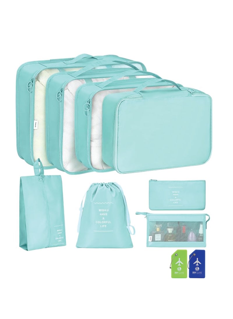 ZEY LUXE 8 Set Packing Cubes for Suitcases Luggage Packing Organizers with Laundry Bag Shoe Bag Underwear Bag Travel Essentials Luggage Organizer Cubes - Blue - pzsku/Z71BA2EFC4459097A8EB9Z/45/_/1724665045/005043eb-b043-46f1-afab-fcd57ff5cc55