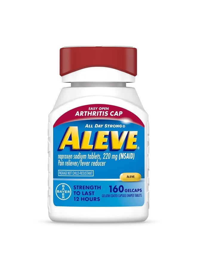 Aleve كبسولات جيل مع غطاء سهل الفتح لالتهاب المفاصل، نابروكسين صوديوم، دواء لآلام التهاب المفاصل، 160 حبة - Image 1