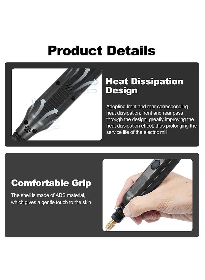 Mini Rotary Tool Kit 3.7V Mini Grinder with 3 Variable Speed 197Pcs Accessories Electric Grinder Pen Rotary Tool Kit for Polishing Cleaning Engraving Grinding and DIY Crafts  - Image 1