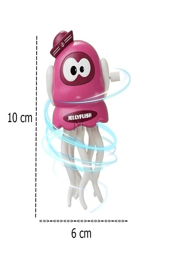 MANVI Octopus Toy for Kids, Wind-up Key Operated Dancing Jellyfish, Interactive Sensory Development for Infants & Kids, Crazy 5-Leg Action Crawling Toy (Pink) - Image 4