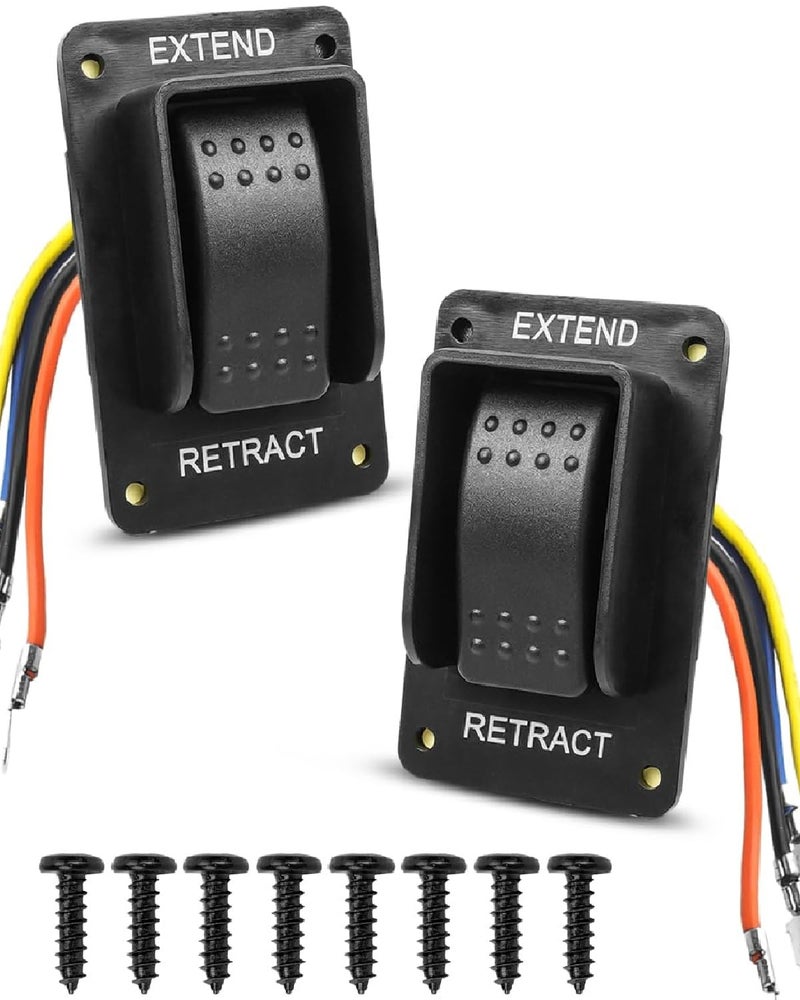 AUGREX 2 Pack 387874 12V RV Electric Stabilizer Jack Power Switch with IP66 Waterproof and Upgraded Polarity Reversing Compatible with Lippert Trailer Components Extend Retract - Image 1