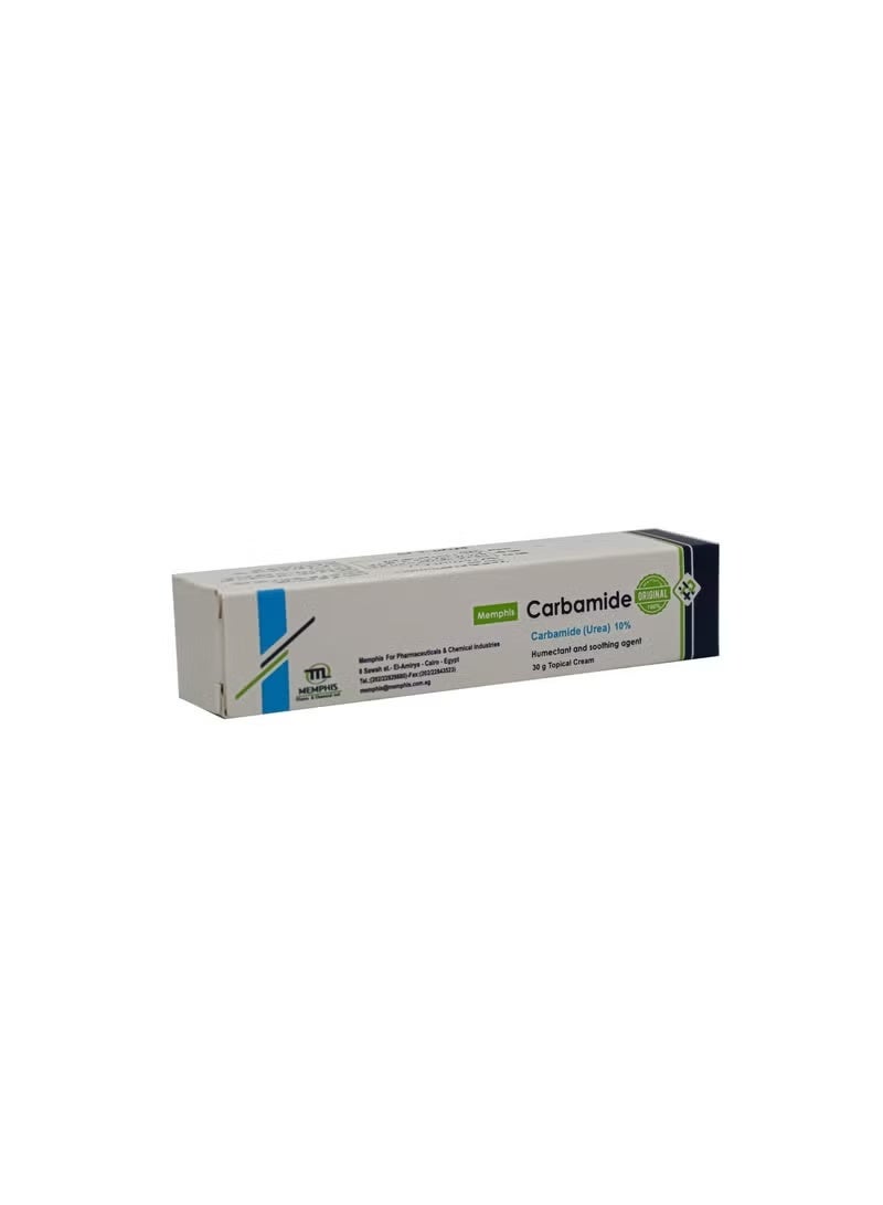 Memphis Carbamide Cream 30g with 10% Urea for moisturizing and treating cracked feet and body, for treating severe dryness, psoriasis, and keratosis pilaris (chicken skin). - Image 1
