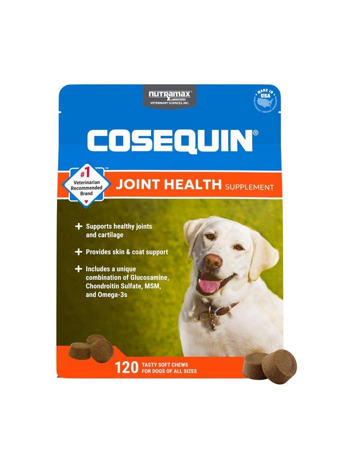 Nutramax Laboratories Cosequin Joint Health Supplement for Dogs - With Glucosamine, Chondroitin, MSM, and Omega-3's, 120 Soft Chews  - Image 1