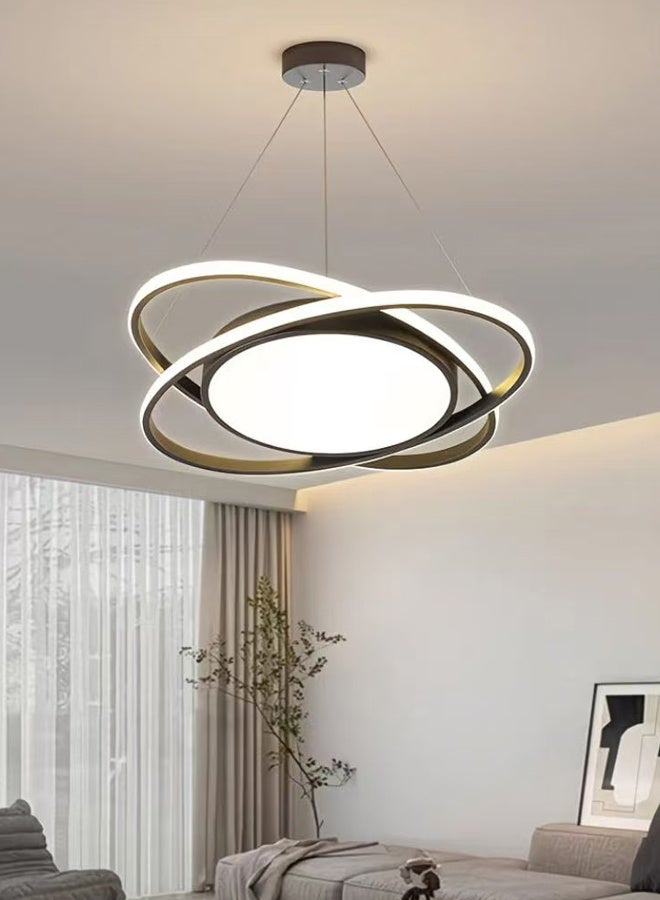 fashionhome Round Ring Chandelier, Mid-Century Modern LED Pendant Light Fixture with 3 Light Color Modes Dimmable Adjustable Hanging Ceiling Lamp with Remote Control, Energy-Efficient Circular Lighting for Living Room, Dining Room, Bedroom, or Foyer Décor. - Image 1