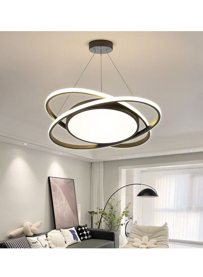 fashionhome Round Ring Chandelier, Mid-Century Modern LED Pendant Light Fixture with 3 Light Color Modes Dimmable Adjustable Hanging Ceiling Lamp with Remote Control, Energy-Efficient Circular Lighting for Living Room, Dining Room, Bedroom, or Foyer Décor. - Image 2