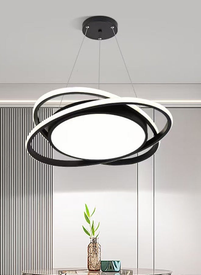 fashionhome Round Ring Chandelier, Mid-Century Modern LED Pendant Light Fixture with 3 Light Color Modes Dimmable Adjustable Hanging Ceiling Lamp with Remote Control, Energy-Efficient Circular Lighting for Living Room, Dining Room, Bedroom, or Foyer Décor. - Image 3