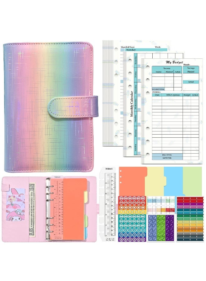 A6 Loose Leaf Notebook Set Pu Leather Loose Leaf Notebook Cash Budget Ledger Plan Notebook Plan Monthly Plan Manual Ledger Budget Binder - Image 1